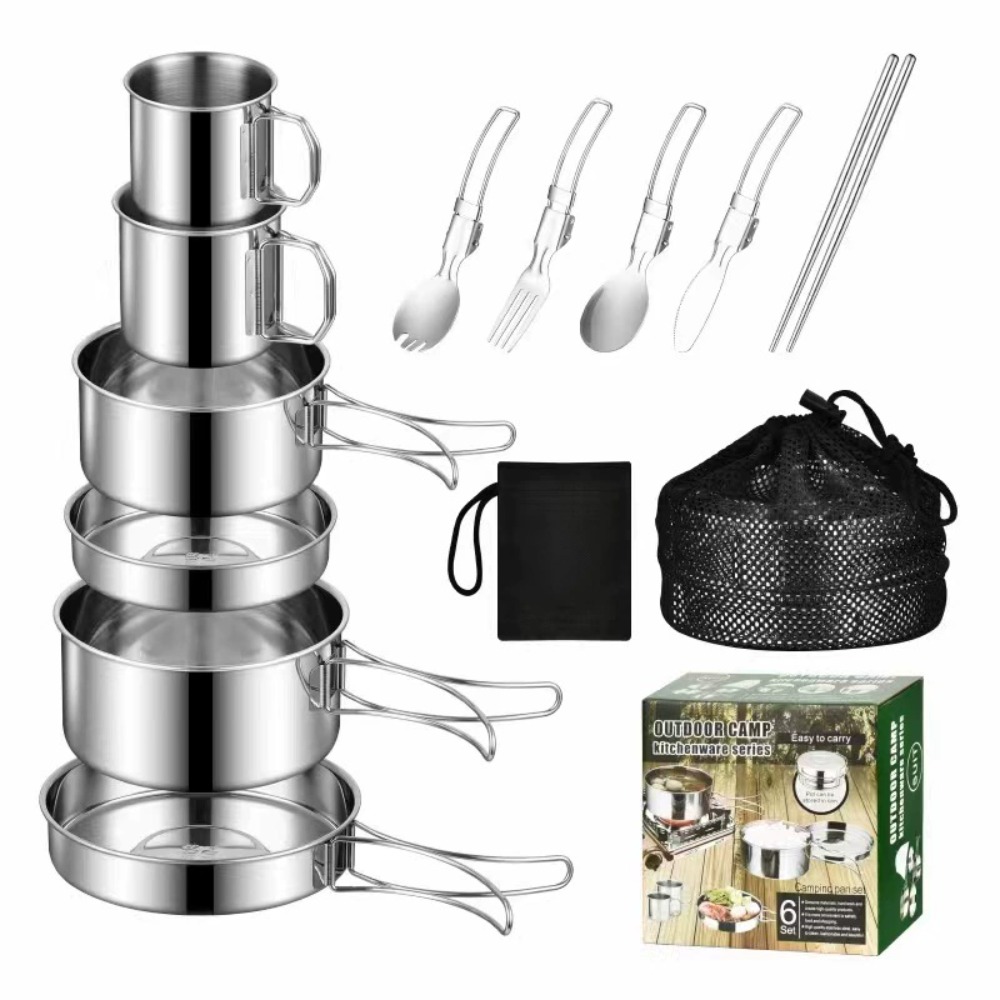 Camping Cooking Pots And Pans Set - 12PCS Adventure Camp Cook Set Camping