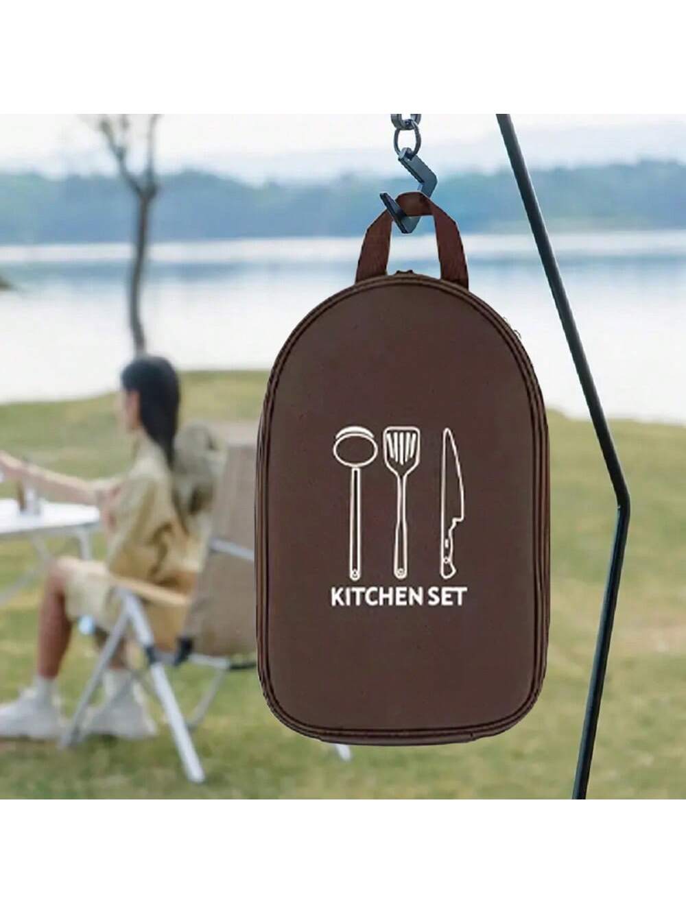 Camping Cooking Utensil Bag - Outdoor Camping ถุงเก็บเครื่องครัวทําอาหาร Organizer เครื่องครัวคอนเทนเนอร์กระเป๋าแบบพกพาปิคนิค BBQ