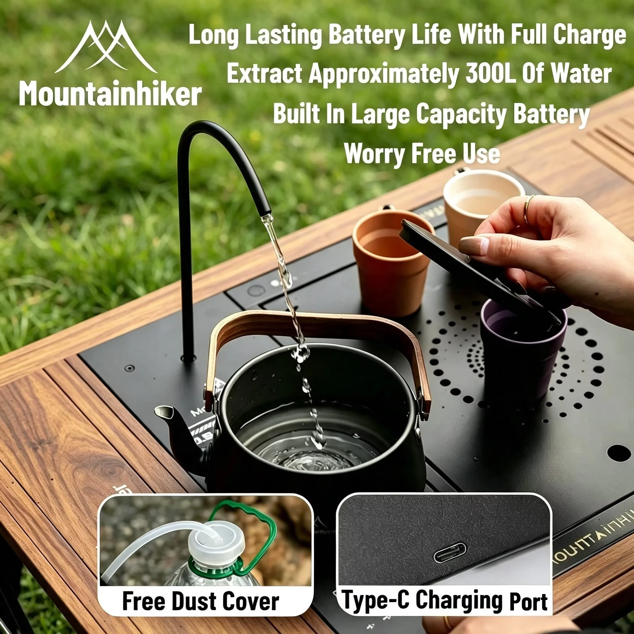 Camping Cooking Bowl - เครื่องจ่ายน้ำไฟฟ้า IGT สำหรับแคมป์ปิ้ง ปั๊มน้ำไฟฟ้ากันน้ำ IGT แผ่นฐานโต๊ะอะลูมิเนียม