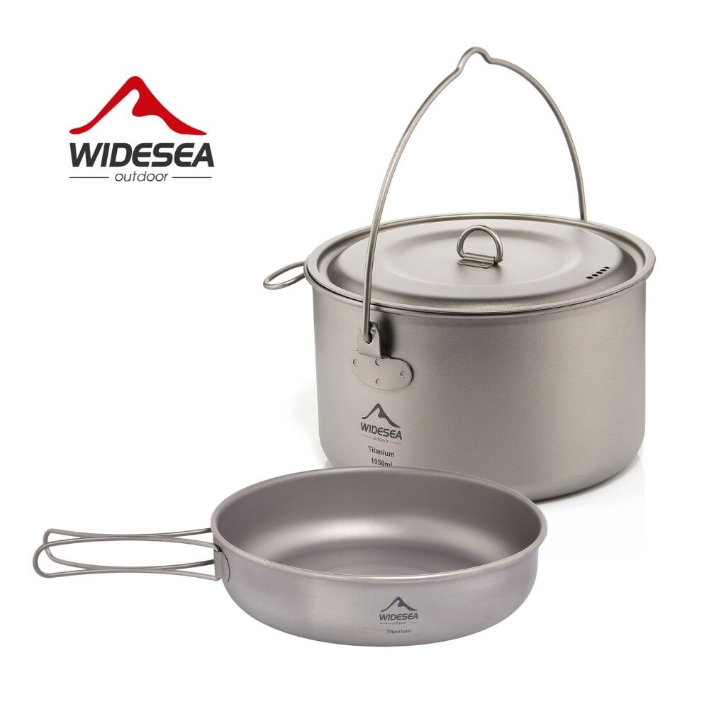 Camping Cooking Pots And Pans Set - ชุดเครื่องครัวไทเทเนียมสำหรับตั้งแคมป์แบบกว้างชุดเครื่องครัวสำหรับท่องเที่ยวหม้อทำอาหารกลางแจ้งกระทะทอดปิกนิกครัวเดินป่าปีนเขา