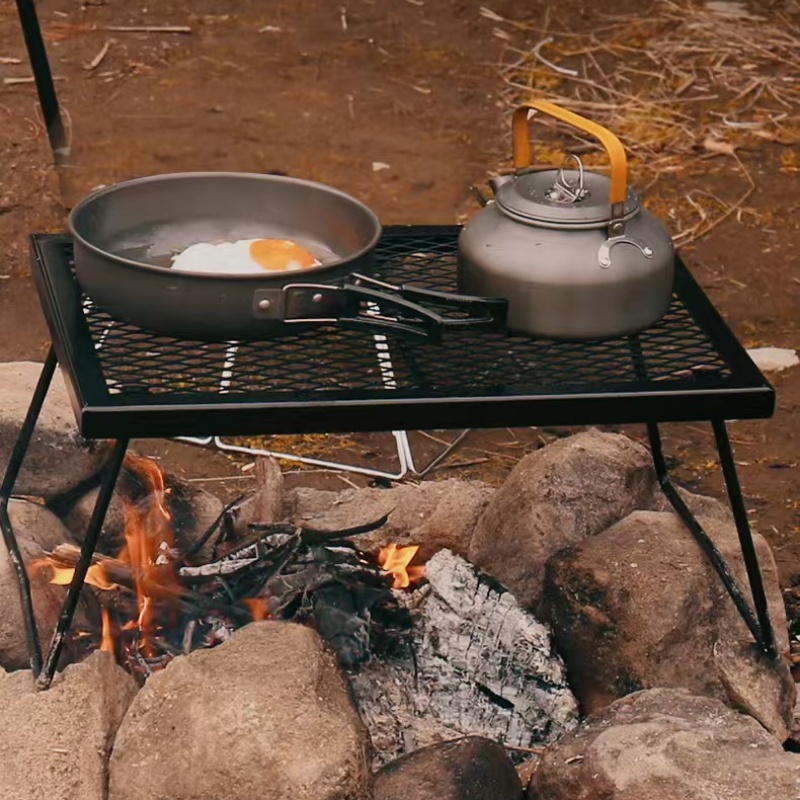 Camping Cooking Tent - กลางแจ้งตารางพับตารางมัลติฟังก์ชั่ตั้งแคมป์ตารางมินิเต็นท์โต๊ะโต๊ะปิกนิกทําอาหารชั้นวางความร้อนอุณหภูมิสูง