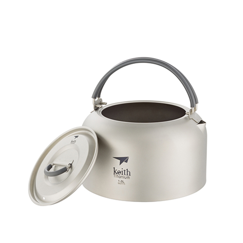Camping Cooking System - Keith กาต้มน้ําไทเทเนียม 1L, Flatware Bakteriostatic, Ultralight
