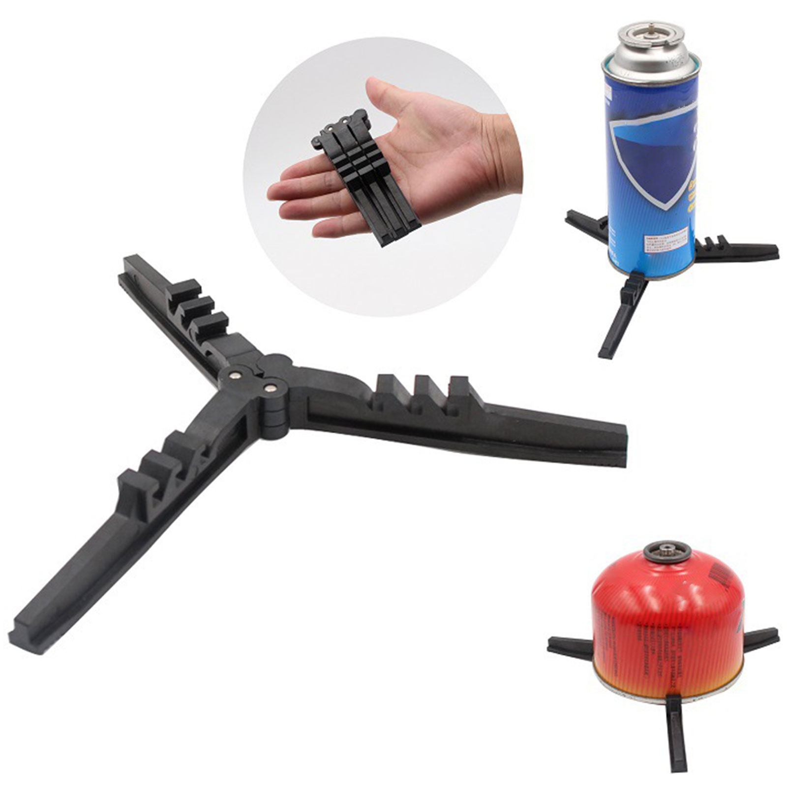 Camping Cooking Tripod - ฐานวางเตาแก๊สสำหรับตั้งแคมป์กลางแจ้ง พร้อมที่ยึดถังแก๊สแบบสามขา ป้องกันการเอียง