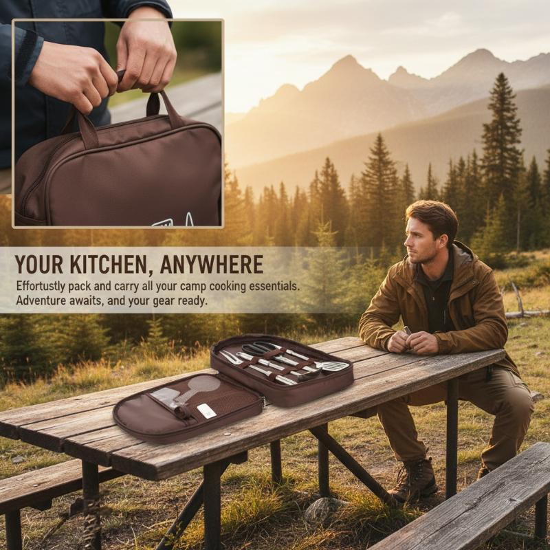 Camping Cooking Utensil Bag - กระเป๋าทำอาหารกลางแจ้ง กระเป๋าเก็บของสำหรับตั้งแคมป์ กระเป๋าจัดเก็บอุปกรณ์ทำอาหารแบบพกพา