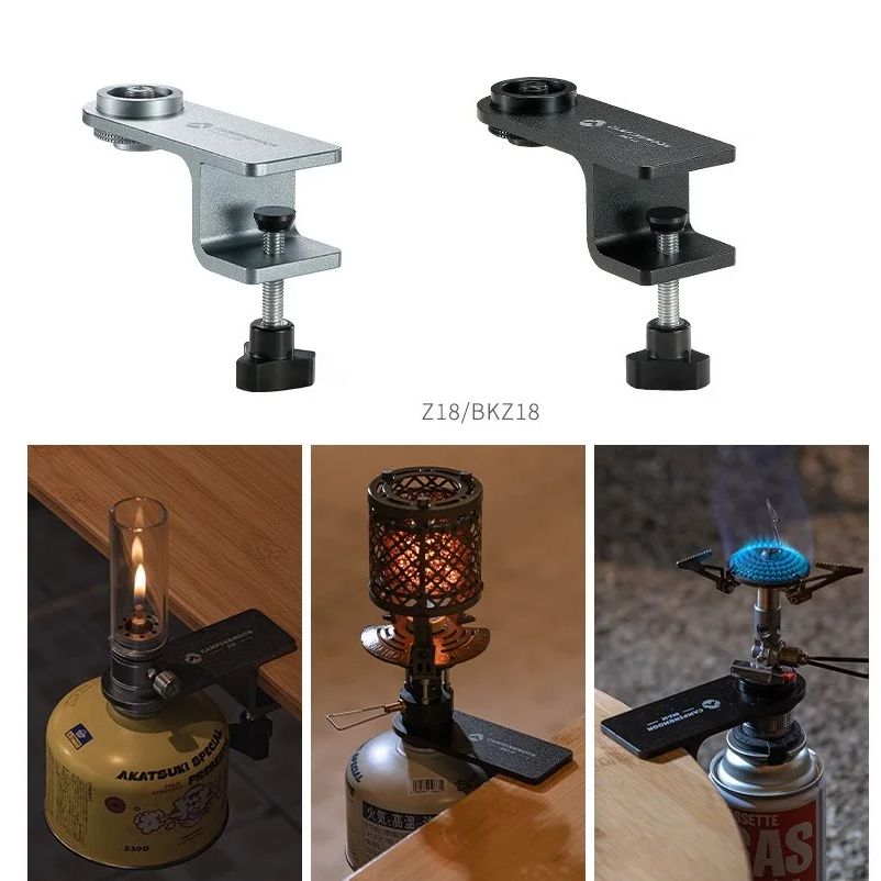 Camping Cooking Equipment Gas - อุปกรณ์เสริมสำหรับตั้งแคมป์ คลิปหนีบติดตั้งบนโต๊ะ ใช้กับเตาแก๊สแบบแบน หัวเตาให้ความร้อน คลิปยึดติดโต๊ะ Campingmoon