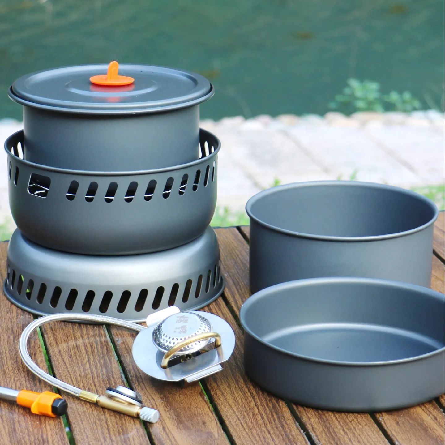 Camping Cooking Pots And Pans Set - ชุดหม้อกระทะเตาแคมป์ปิ้งอัลลอยด์ XB-Q1 ชุดหม้อกระทะเตาสำหรับปิกนิกหลายคน