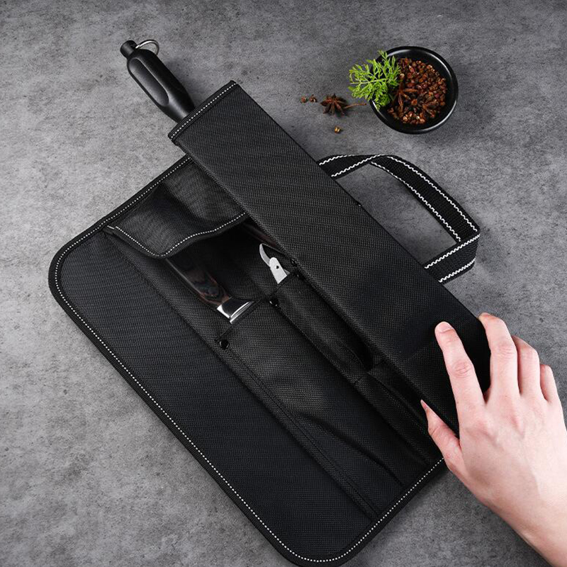 Camping Cooking Utensil Bag - กระเป๋าใส่มีดแบบม้วน ผ้าอ๊อกซ์ฟอร์ด หลายช่อง สำหรับเชฟมืออาชีพ อุปกรณ์ครัว แคมป์ปิ้ง