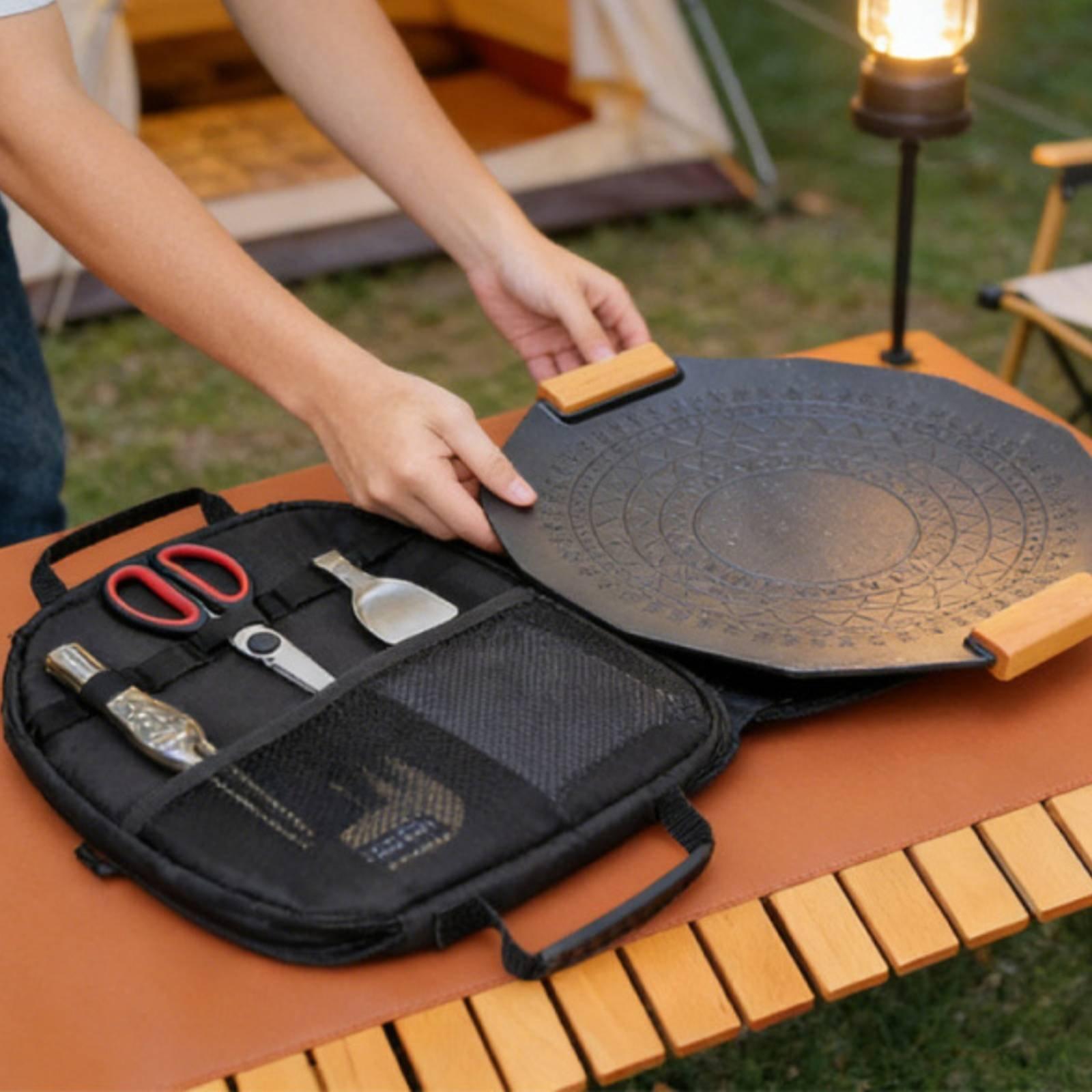 Camping Cooking Frying Pan - กระเป๋าเก็บกระทะทอดแบบพกพา กระเป๋าใส่กระทะย่างแบบทนทาน สำหรับนักตั้งแคมป์ นักปิกนิก แคมป์ปิ้ง และการทำอาหารกลางแจ้ง