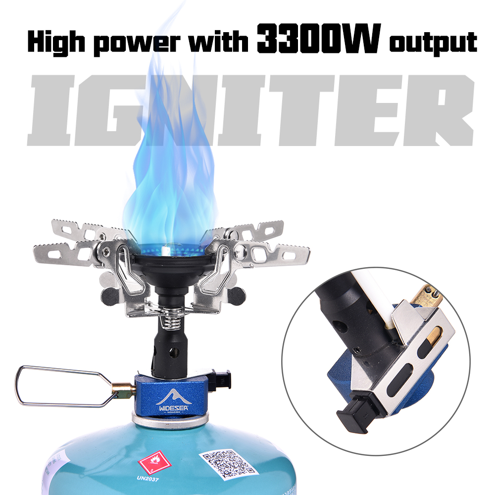 Camping Cooking Gas Stove - เตาแก๊สปิกนิกสำหรับตั้งแคมป์กลางแจ้ง 3300 วัตต์ พร้อมอุปกรณ์จุดไฟ อุปกรณ์แคมป์ปิ้งแบบพกพา สำหรับนักท่องเที่ยว