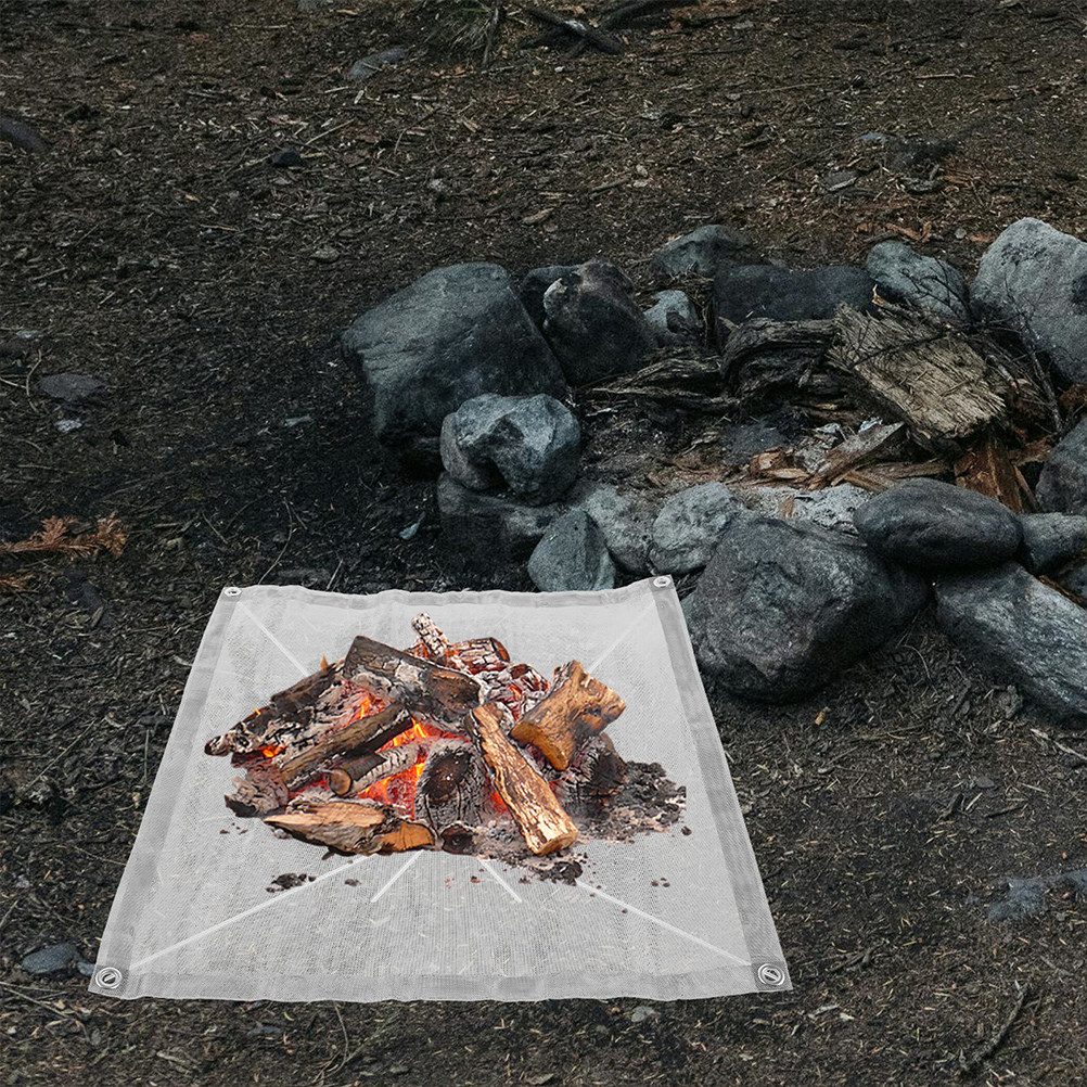 Camping Cooking Fire Stove - ตะแกรงเตาไฟพับได้คุณภาพพรีเมียมสำหรับตั้งแคมป์ เดินป่า ทำอาหารกลางแจ้ง แผ่นรองเตาไฟสแตนเลสกันไฟสำหรับลานระเบียง