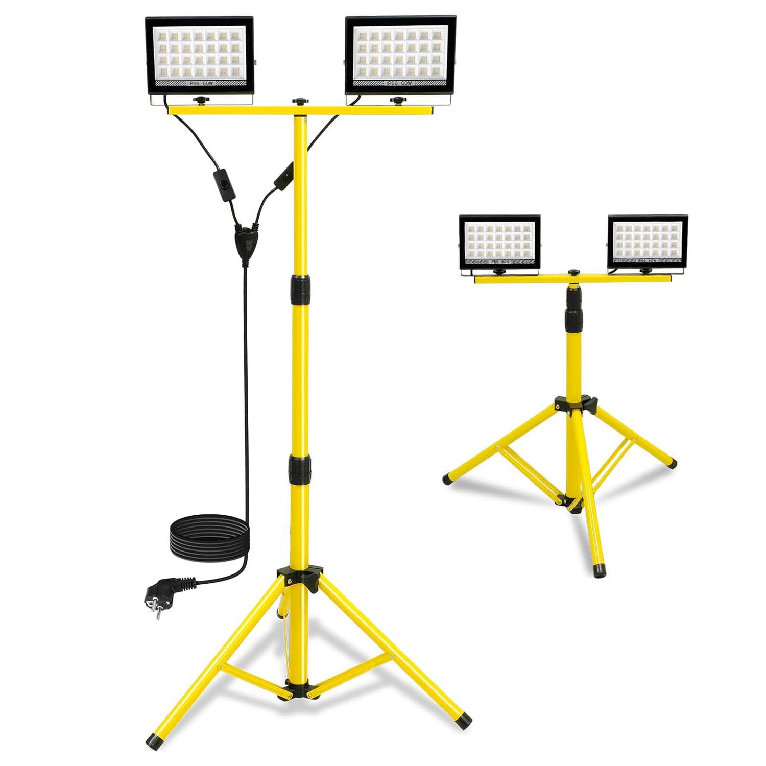 Camping Cooking Tripod - ไฟ LED ทำงานพร้อมขาตั้งปรับได้ 6000K IP66 ไฟฉายสำหรับตั้งแคมป์ตกปลาแบบพับได้