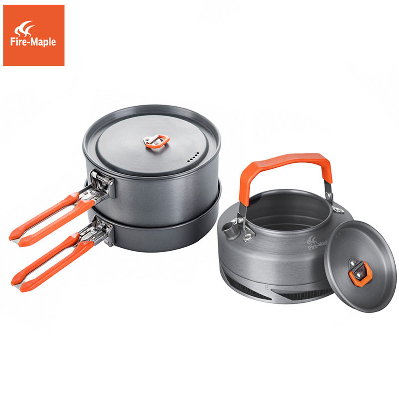 Camping Cooking Kits - Fire Maple Camping เครื่องครัวจาน Camp ชุดทําอาหารเดินป่าแลกเปลี่ยนความร้อนหม้อกาต้มน้ํา