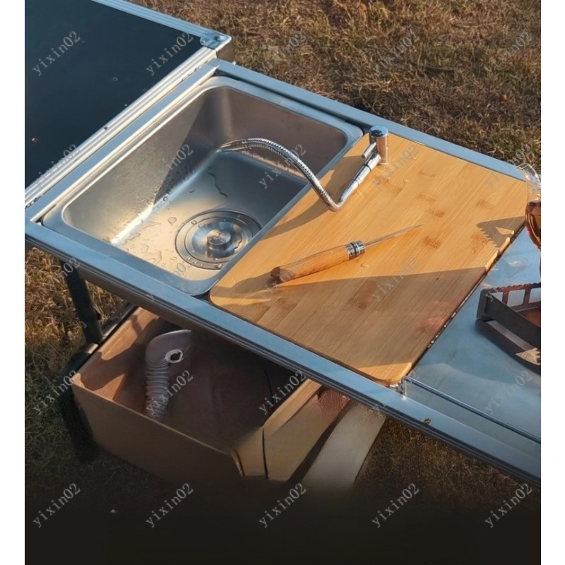 Camping Cooking Vegetables - อ่างล้างจานพกพาสำหรับตั้งแคมป์กลางแจ้ง พร้อมก๊อกน้ำแบบรวม โต๊ะ IGT อ่างล้างผัก อ่างล้างจานสำหรับทำอาหารสำหรับนักเดินทาง