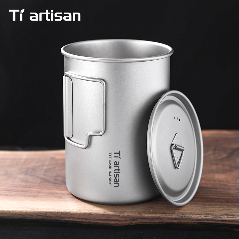 Camping Cooking Set Lightweight - ไทอาร์ติซาน 750 มล/ 900 มล. แก้วน้ำไทเทเนียมแบบพับได้