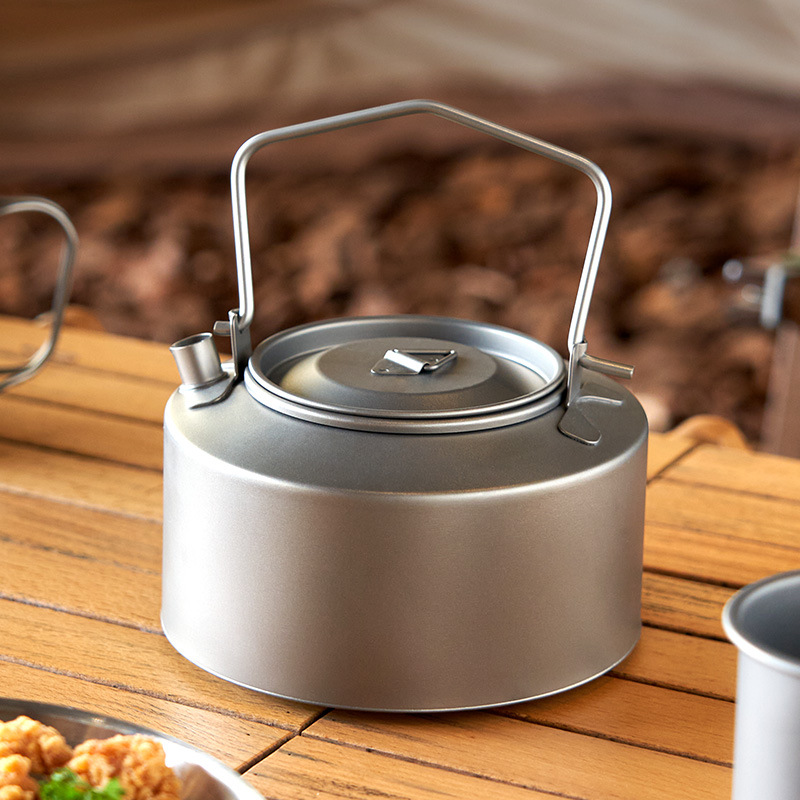 Camping Cooking System - แคมป์ปิ้งกาต้มน้ําทําอาหารกาต้มน้ําไทเทเนียม 980ml หม้อชากาแฟ Ultralight