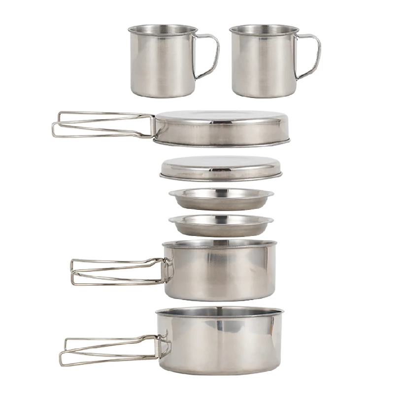 8 ชิ้น/เซ็ต ชุดเครื่องครัวสำหร - Camping Cooking Pots And Pans Set บทวิจารณ์และราคา