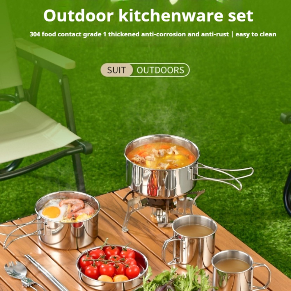 12PCS Adventure Camp Cook Set  - Camping Cooking Pots And Pans Set บทวิจารณ์และราคา