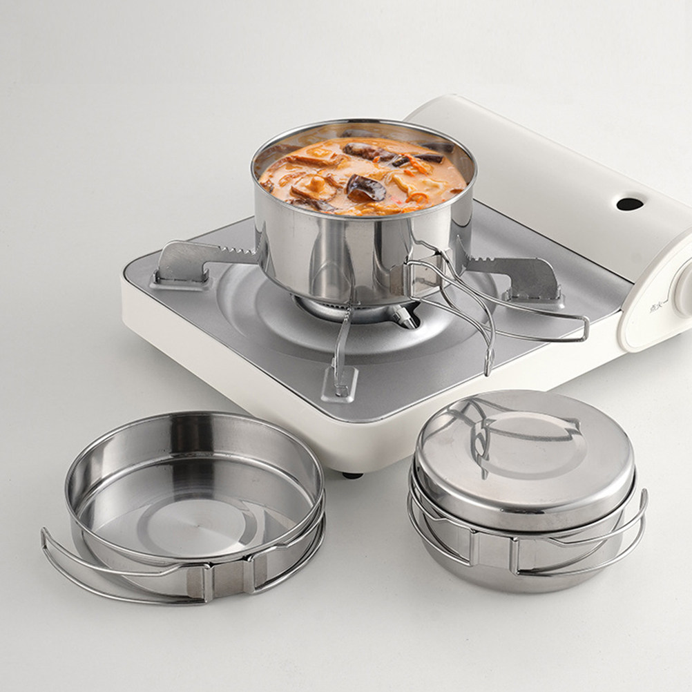 ชุดเครื่องครัวแคมป์ปิ้งสแตนเลส - Camping Cooking Pots And Pans Set บทวิจารณ์และราคา