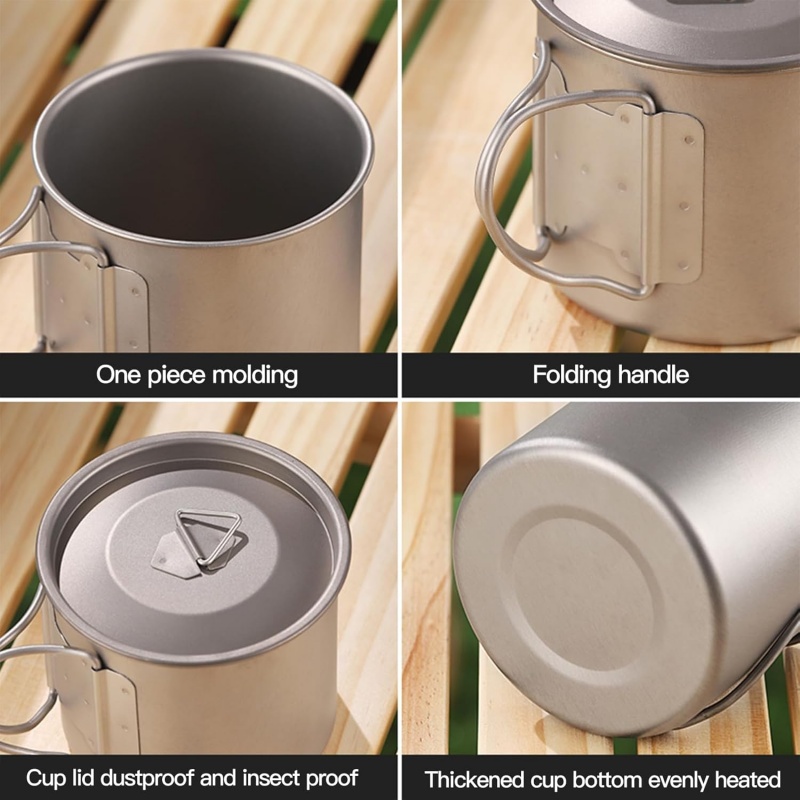 แก้วตั้งแคมป์ไทเทเนียมพร้อมที่ - Camping Cooking Set Lightweight บทวิจารณ์และราคา