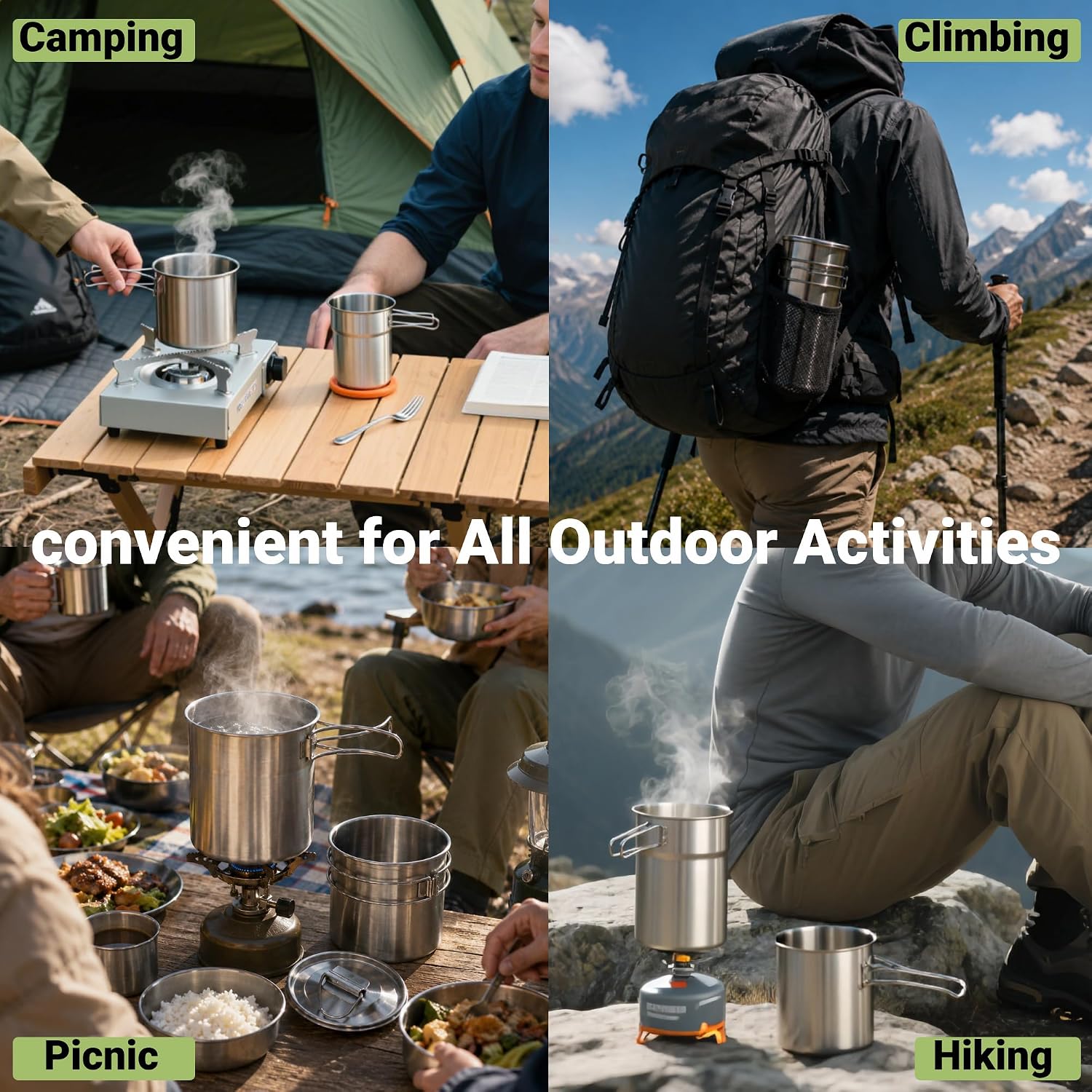 แก้วพับได้สำหรับแคมป์ปิ้ง หม้อ - Camping Cooking Kits บทวิจารณ์และราคา