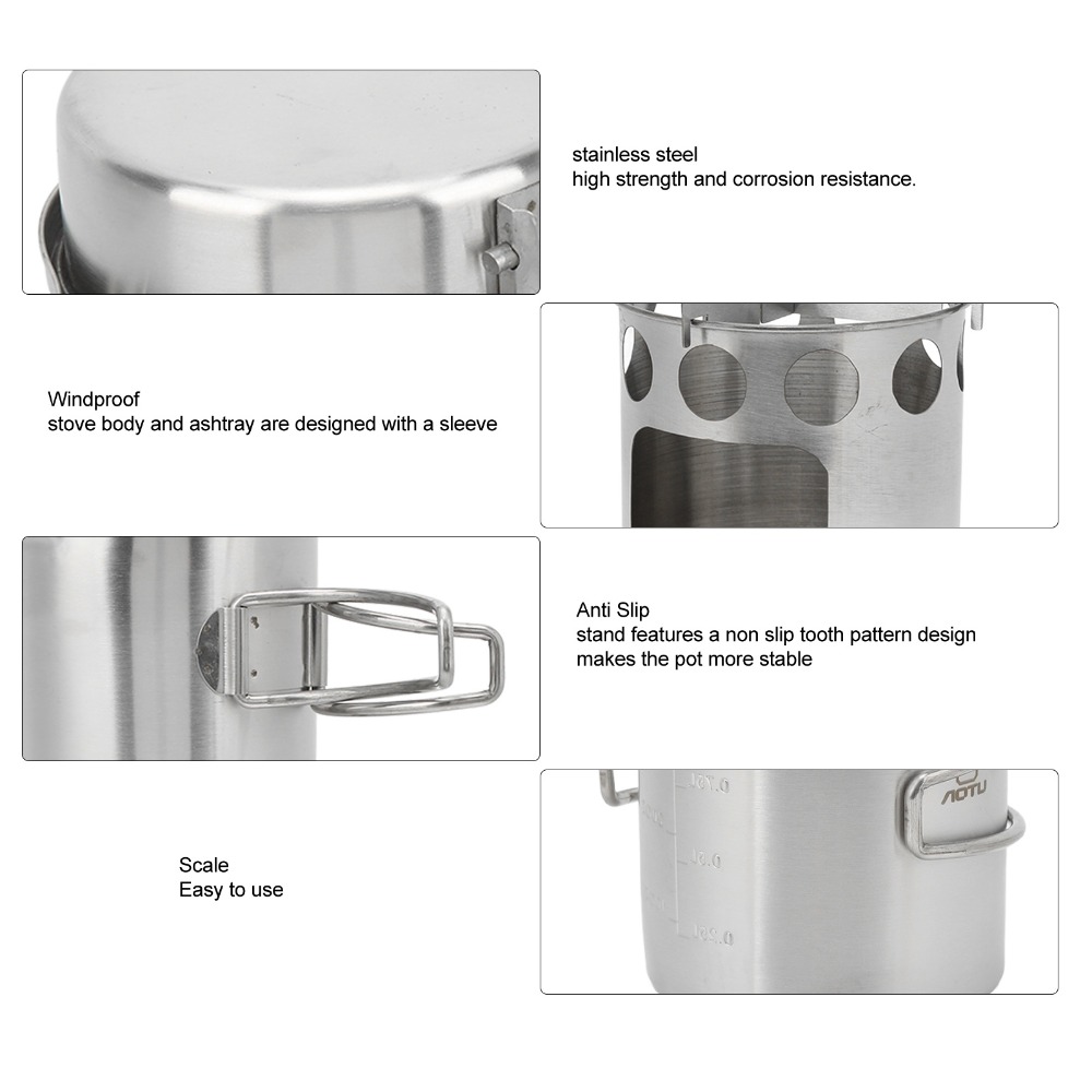 ชุดเครื่องครัวแคมป์ปิ้งสแตนเลส - Camping Cooking Pot Stainless Steel บทวิจารณ์และราคา