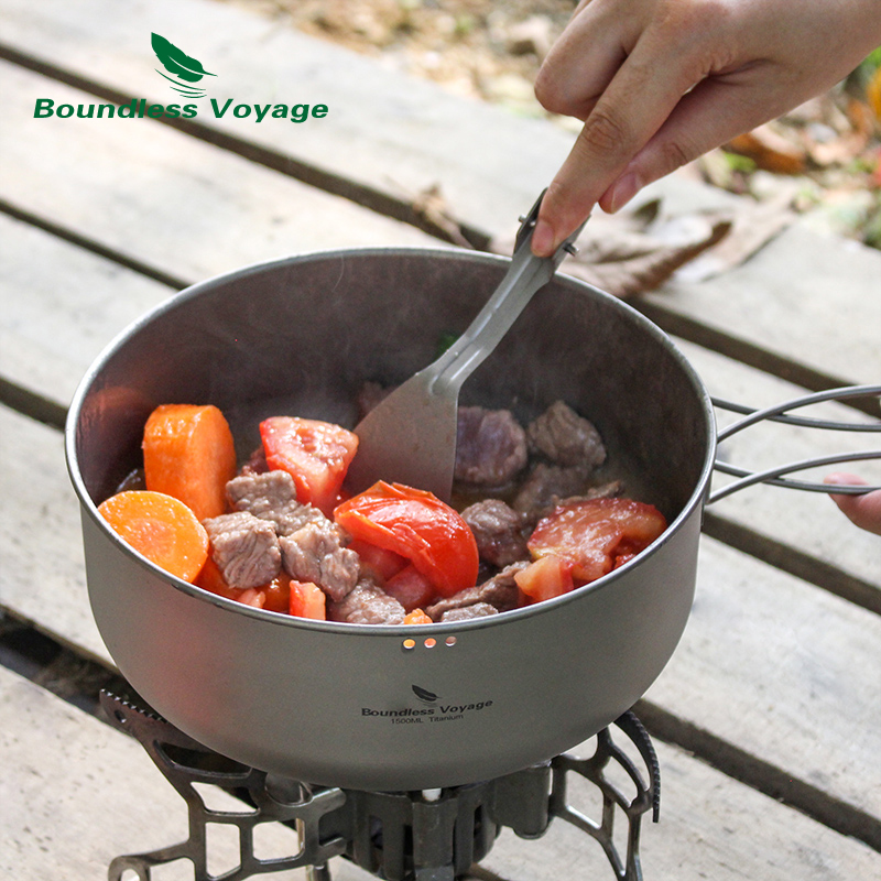 Boundless Voyage ไทเทเนียม Ste - Camping Cooking Pots And Pans Set บทวิจารณ์และราคา