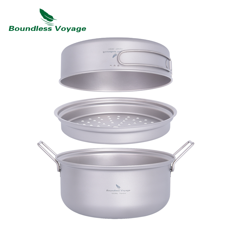 Boundless Voyage ไทเทเนียม Ste - Camping Cooking Pots And Pans Set บทวิจารณ์และราคา