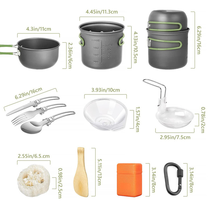 ชุดเครื่องครัวสำหรับตั้งแคมป์, - Camping Cooking Pots And Pans Set บทวิจารณ์และราคา