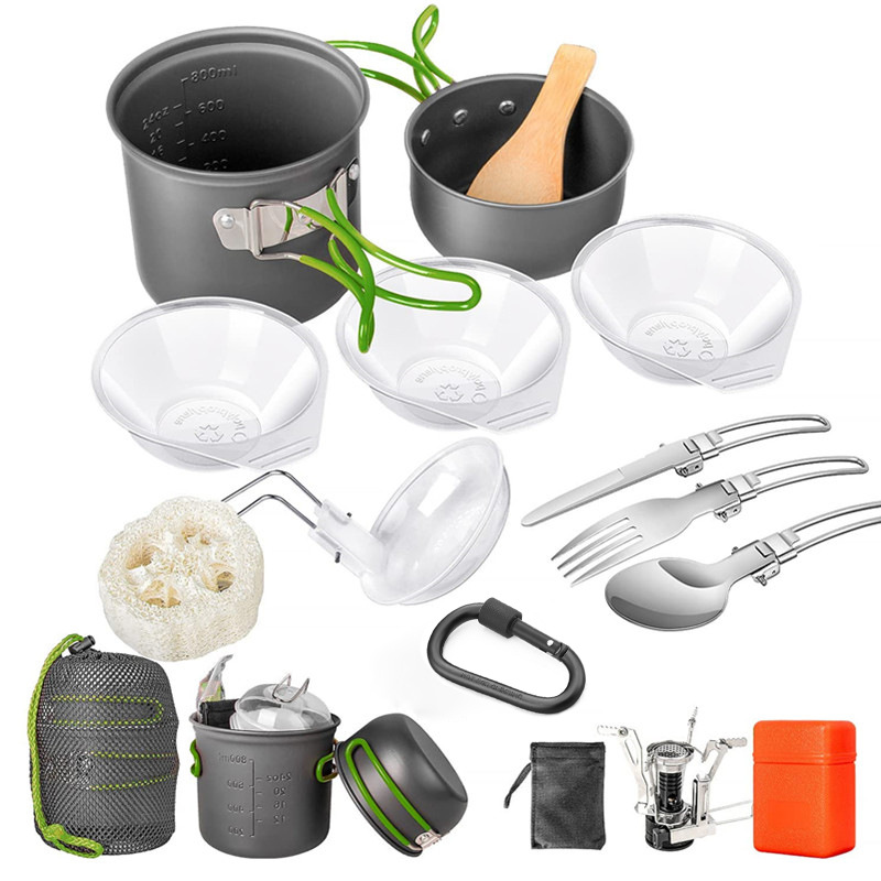 ชุดเครื่องครัวสำหรับตั้งแคมป์, - Camping Cooking Pots And Pans Set บทวิจารณ์และราคา