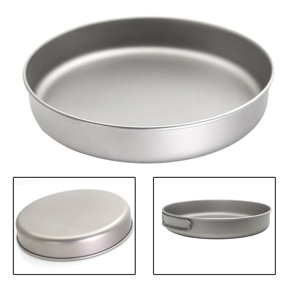 กระทะไทเทเนียมบริสุทธิ์น้ำหนัก - Camping Cooking Frying Pan บทวิจารณ์และราคา