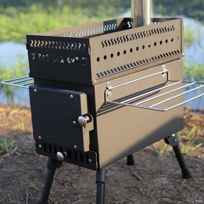 เตาเผาไม้พับได้สแตนเลสแบบพกพาส - Camping Cooking Fire Stove บทวิจารณ์และราคา
