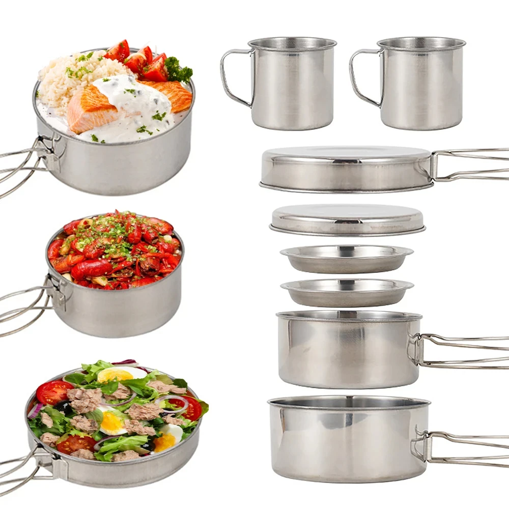 ชุดเครื่องครัวแคมป์ปิ้ง 8 ชิ้น - Camping Cooking Pots And Pans Set บทวิจารณ์และราคา
