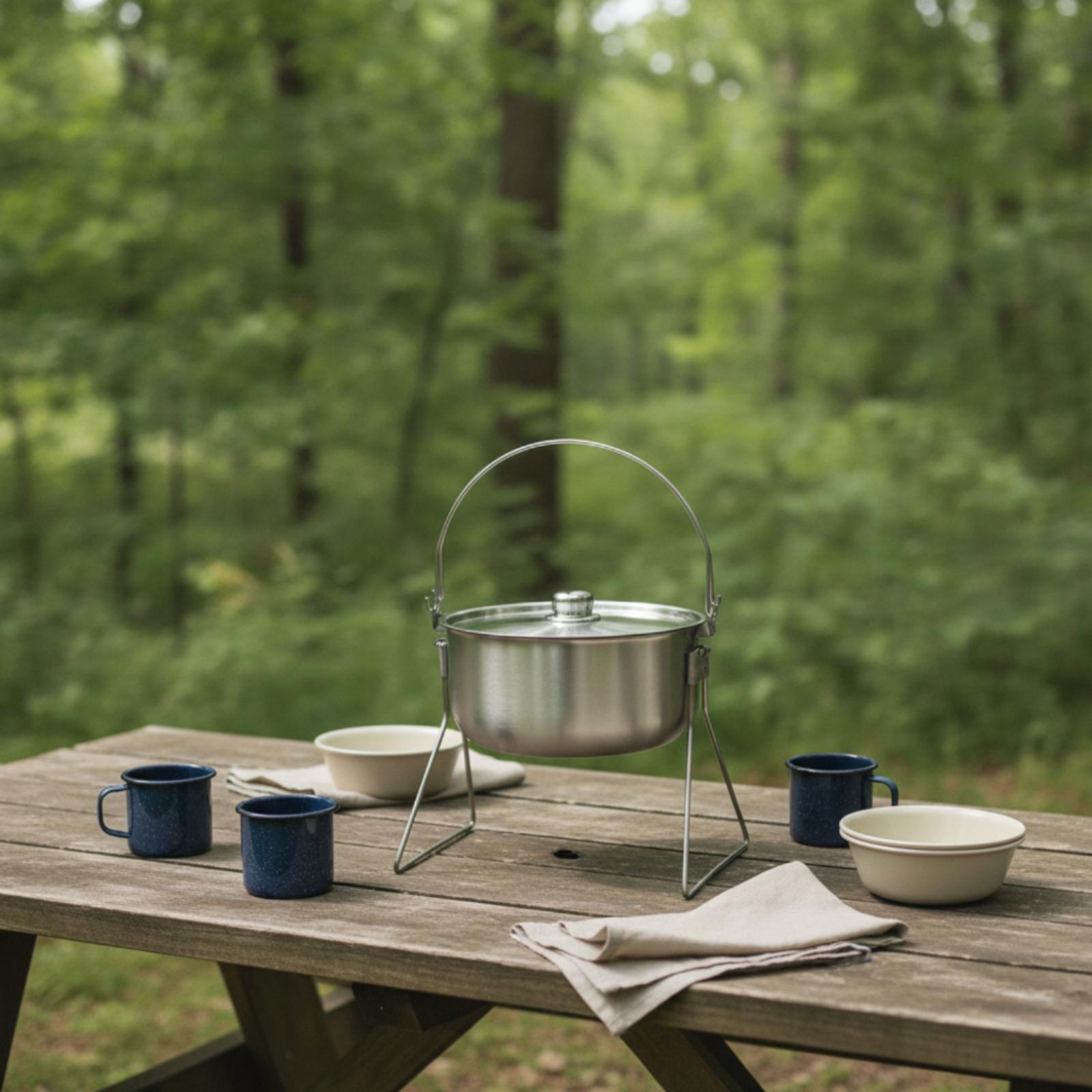 หม้อพร้อมขาตั้งสามขา หม้อแคมป์ - Camping Cooking Tripod บทวิจารณ์และราคา
