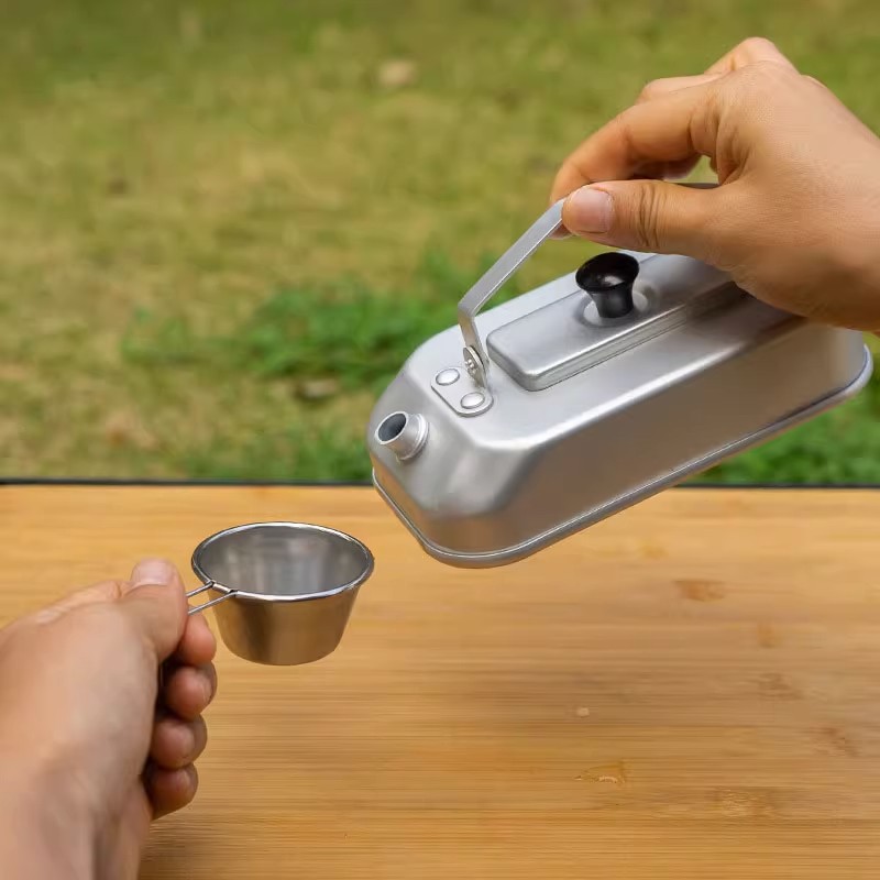 กาน้ำชาแบบพกพาสำหรับปิกนิกการต - Camping Cooking Pot Stainless Steel บทวิจารณ์และราคา