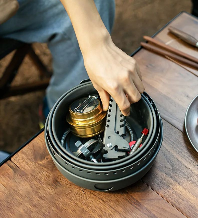เตาแคมป์ปิ้งเตาแอลกอฮอล์หม้อทํ - Camping Cooking Pots And Pans Set บทวิจารณ์และราคา