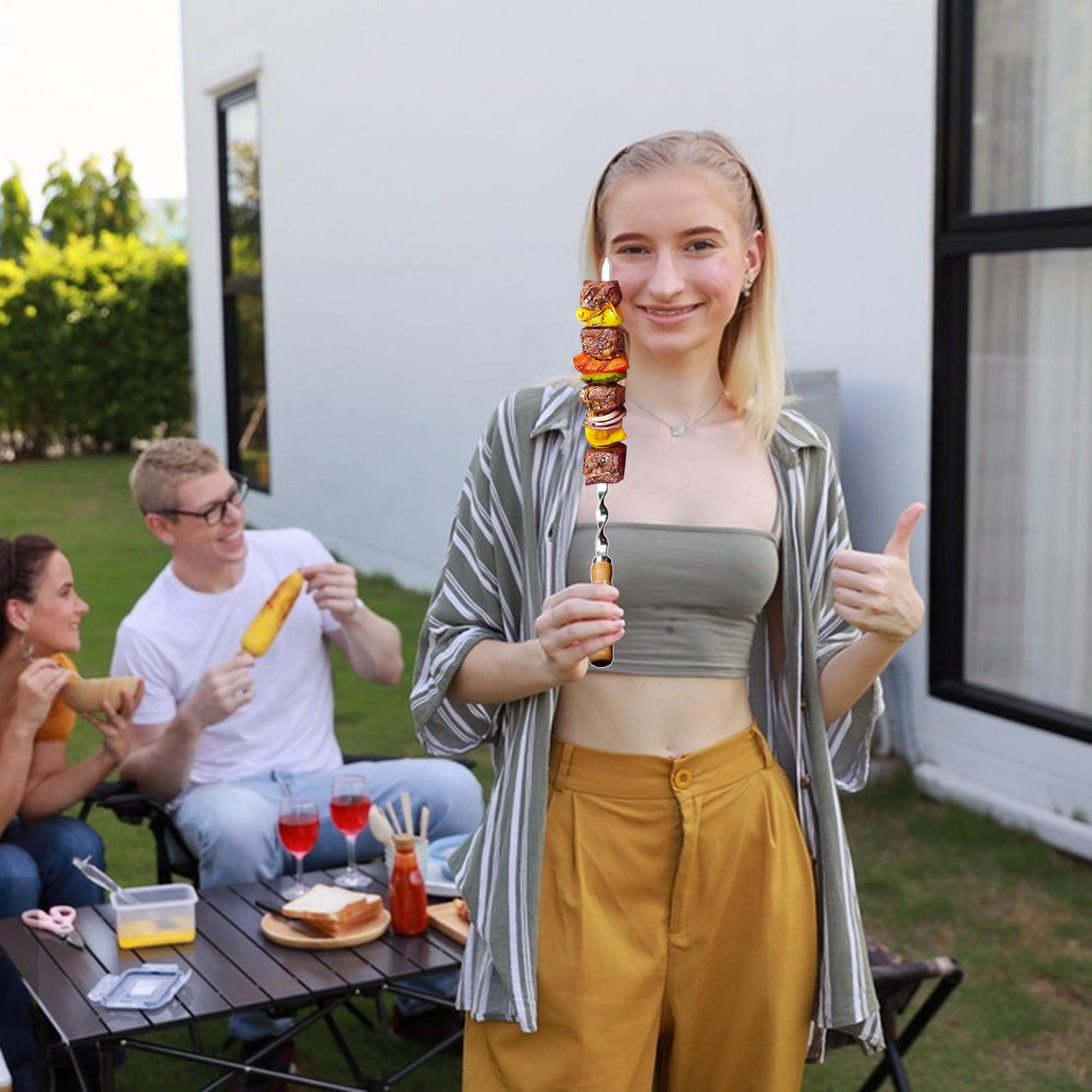 โลหะย่าง Skewers ย่าง Bbq Skew - Camping Cooking Vegetables บทวิจารณ์และราคา