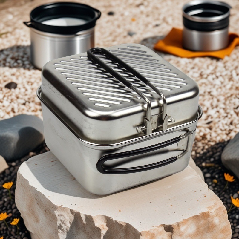 ชุดหม้อทำอาหารกลางแจ้งสแตนเลสส - Camping Cooking Frying Pan บทวิจารณ์และราคา