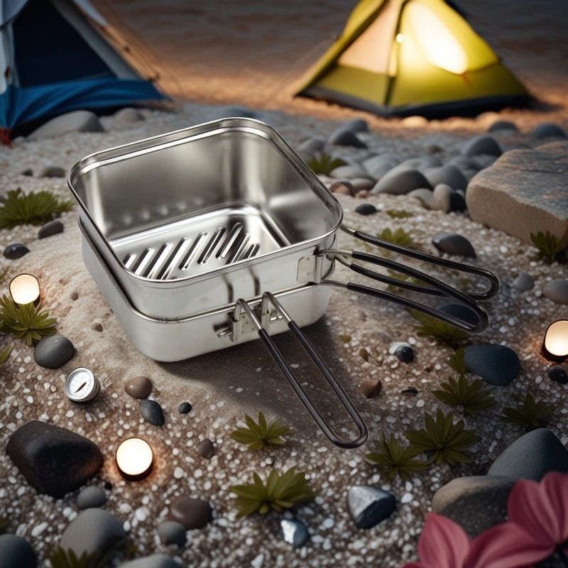 ชุดหม้อทำอาหารกลางแจ้งสแตนเลสส - Camping Cooking Frying Pan บทวิจารณ์และราคา