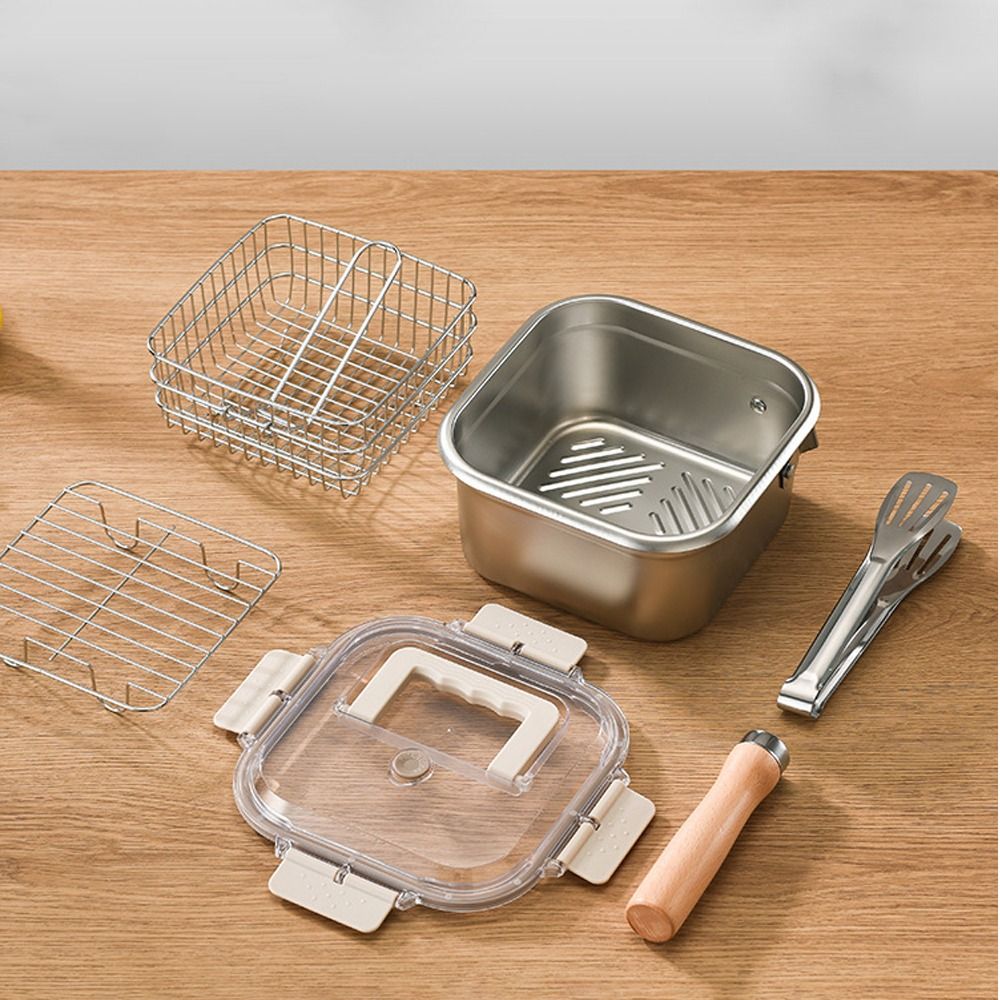 กระทะสแตนเลสแบบพกพา รูปทรงสี่เ - Camping Cooking Pots And Pans Set บทวิจารณ์และราคา