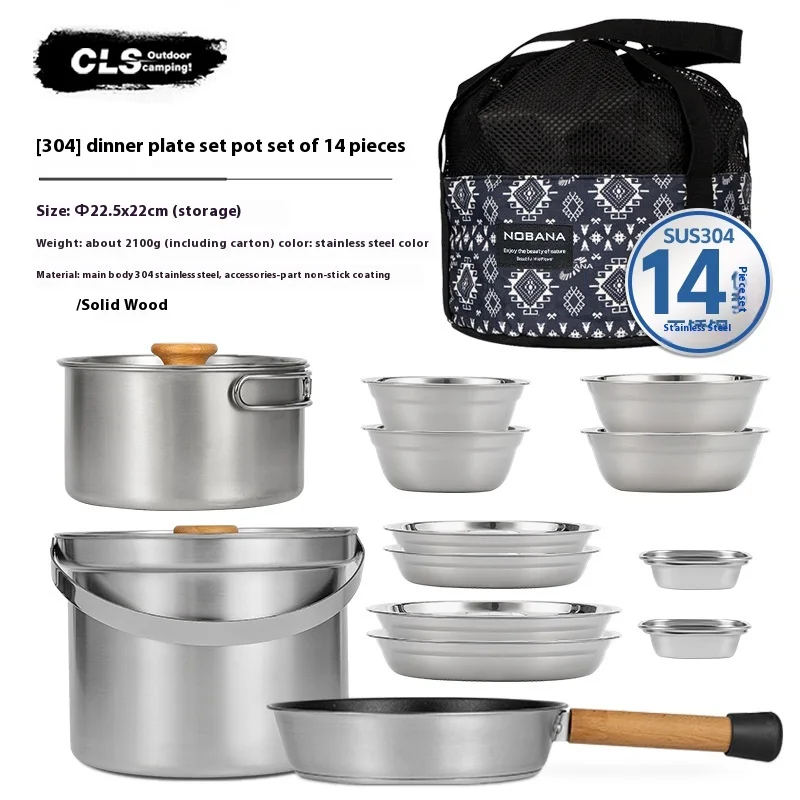 NOBANA&CLS ชุดหม้อสแตนเลสสำหรั - Camping Cooking Pot Stainless Steel บทวิจารณ์และราคา