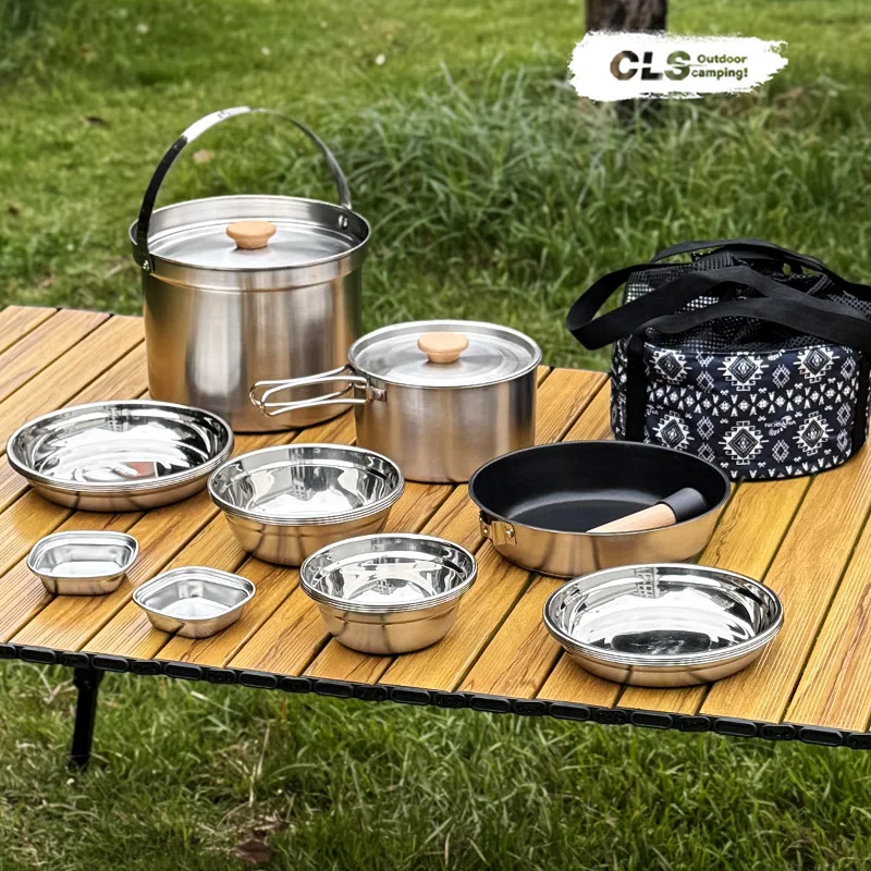 NOBANA&CLS ชุดหม้อสแตนเลสสำหรั - Camping Cooking Pot Stainless Steel บทวิจารณ์และราคา