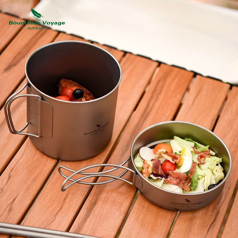 ชุดหม้อด้ามจับพับได้ไทเทเนียมบ - Camping Cooking Pots And Pans Set บทวิจารณ์และราคา
