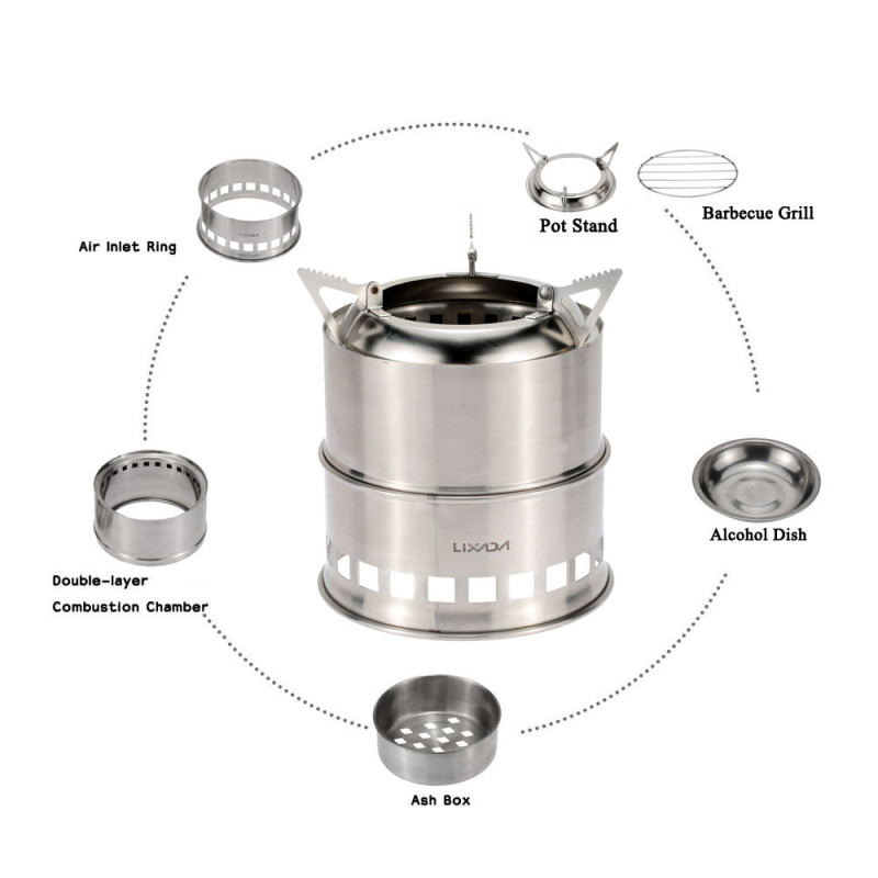Lixada เตาไม้สแตนเลสสำหรับตั้ง - Camping Cooking System บทวิจารณ์และราคา