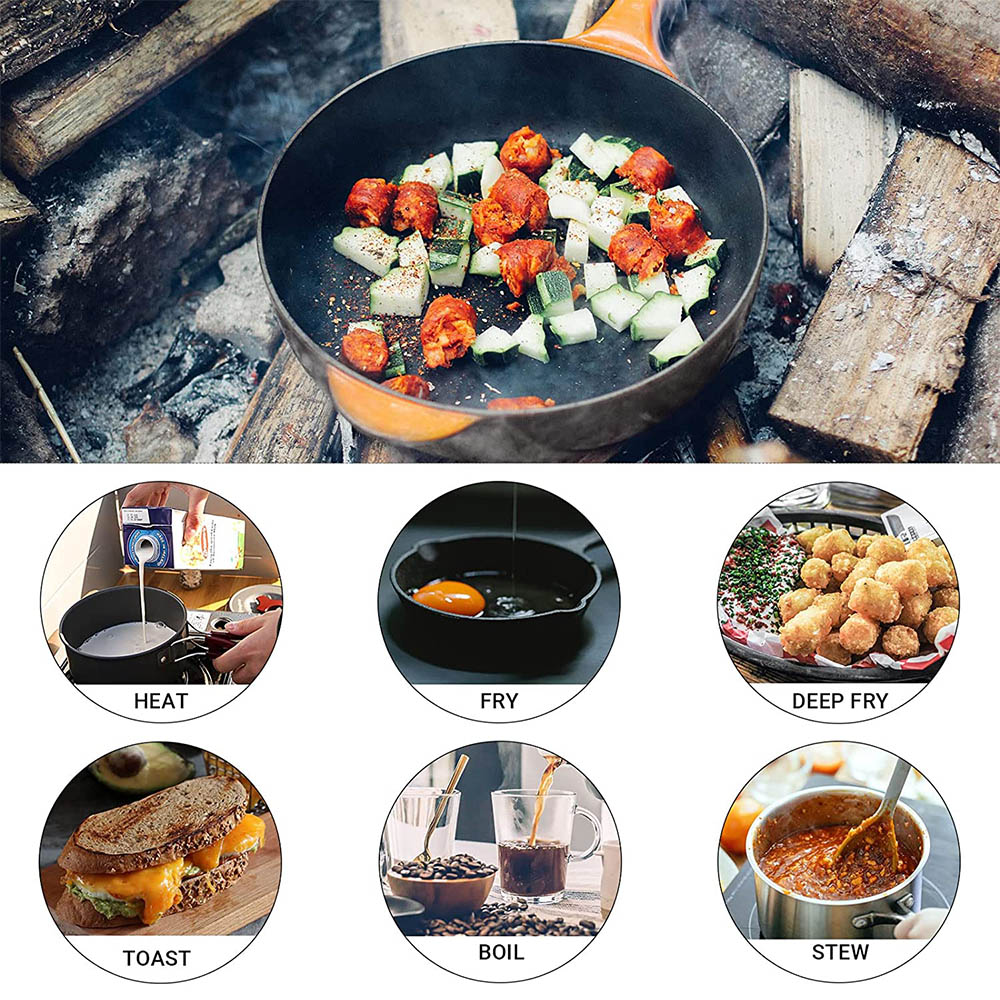 ชุดหม้อปิกนิกสำหรับทำอาหารกลาง - Camping Cooking Pots And Pans Set บทวิจารณ์และราคา