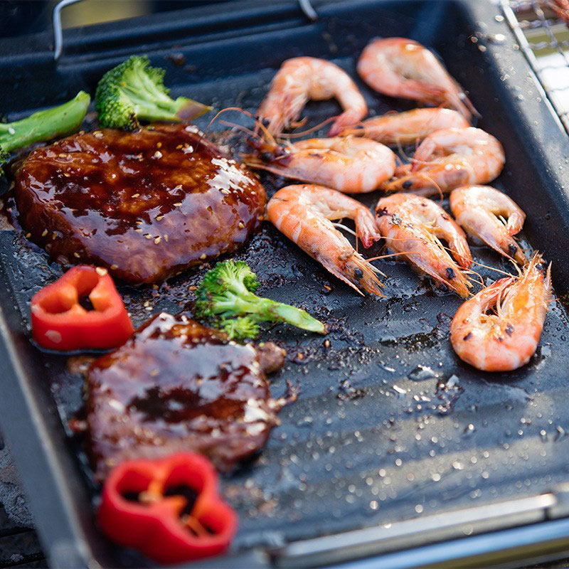 กระทะย่างทรงสี่เหลี่ยมหนาสำหรั - Camping Cooking Frying Pan บทวิจารณ์และราคา