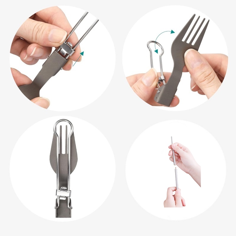 ชุดอุปกรณ์รับประทานอาหารพับได้ - Camping Cooking Set Lightweight บทวิจารณ์และราคา