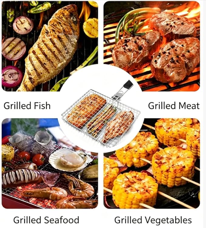 ตะแกรงย่างขนาดใหญ่แบบพกพา พับไ - Camping Cooking Vegetables บทวิจารณ์และราคา