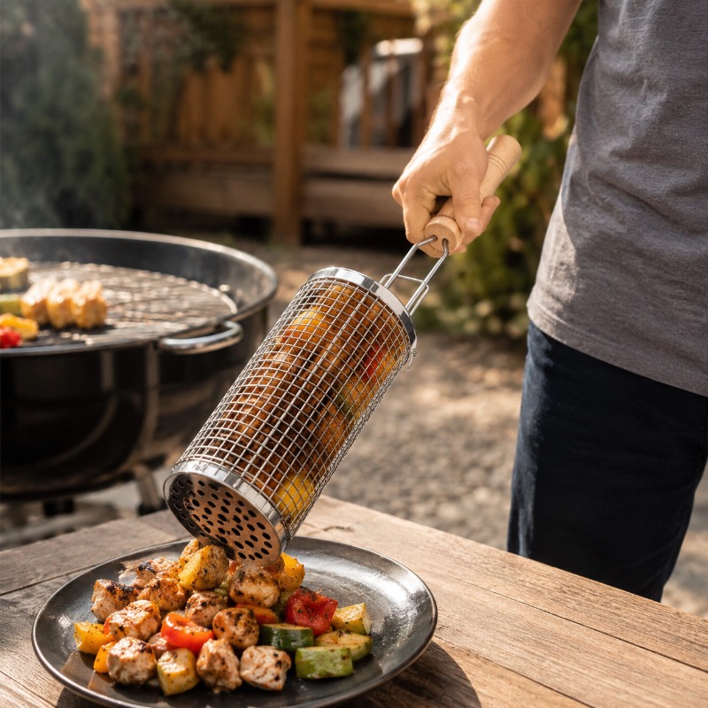ชุดตะกร้าย่างบาร์บีคิวทรงกลม ส - Camping Cooking Utensils Kit บทวิจารณ์และราคา