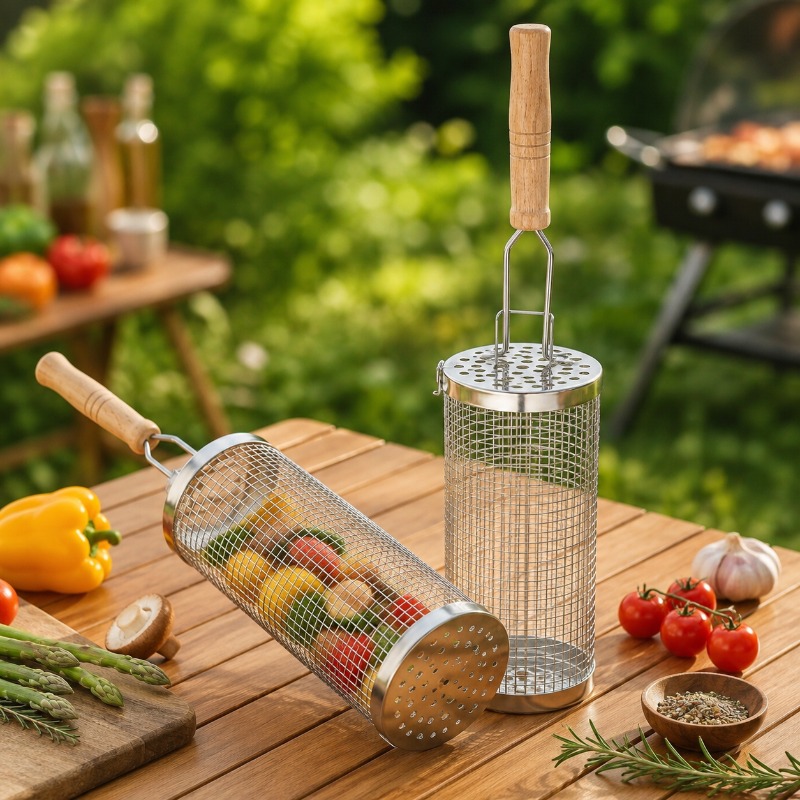 ชุดตะกร้าย่างบาร์บีคิวทรงกลม ส - Camping Cooking Utensils Kit บทวิจารณ์และราคา