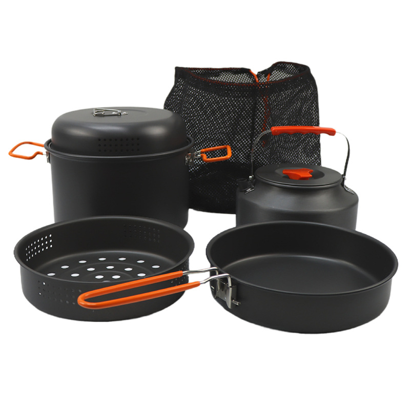 ชุดหม้อนึ่งหม้ออาหารสำหรับตั้ง - Camping Cooking Pots And Pans Set บทวิจารณ์และราคา